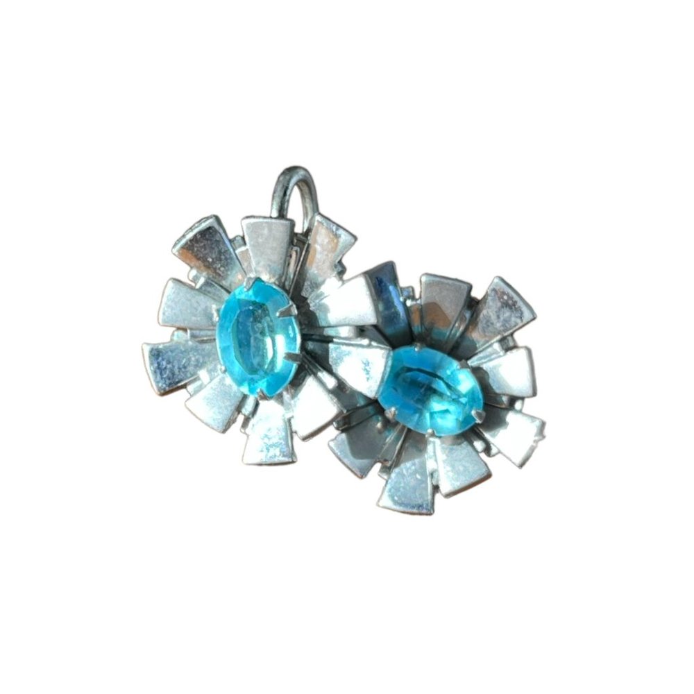 vintage screw back blue earrings